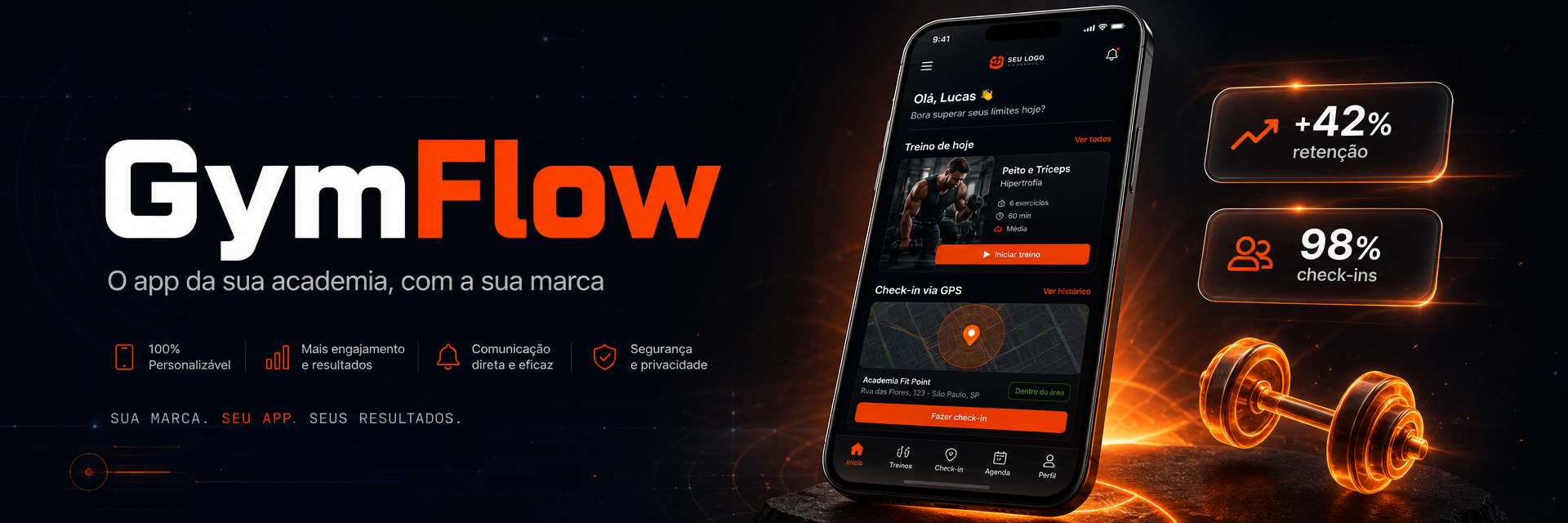 GymFlow — O app da sua academia, com a sua marca