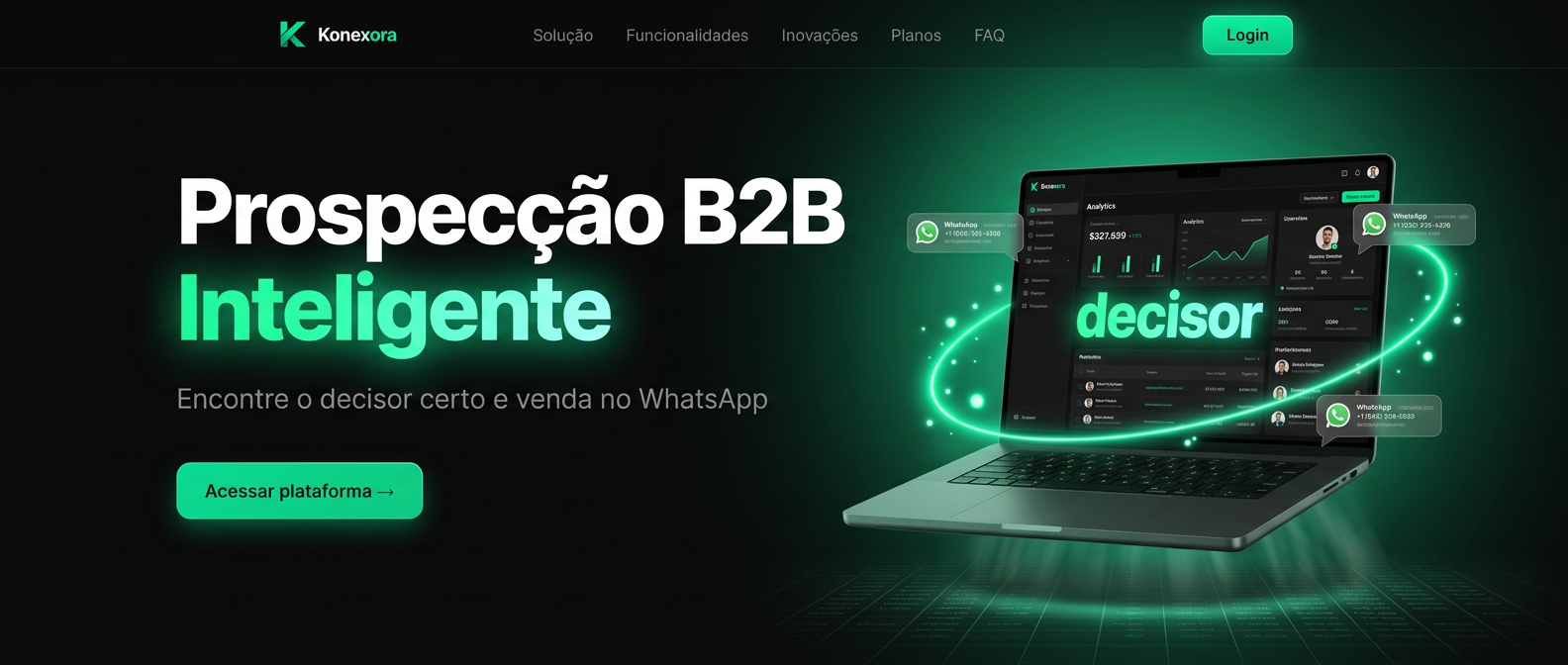 Konexora App — Prospecção B2B inteligente no WhatsApp